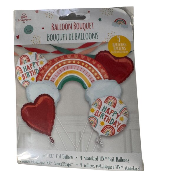 Rainbow Birthday Foil Balloon Bouquet XL 5-Pack Party Decor Rainbow Anagram - Picture 5 of 5